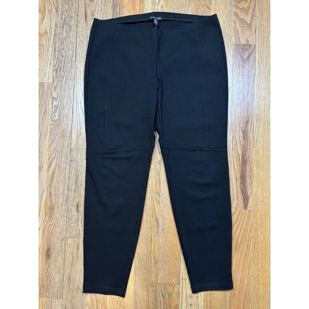 Eileen Fisher Ponte Knit Pull On Pants Women's Sz Large‎ Black Stretch Made USA